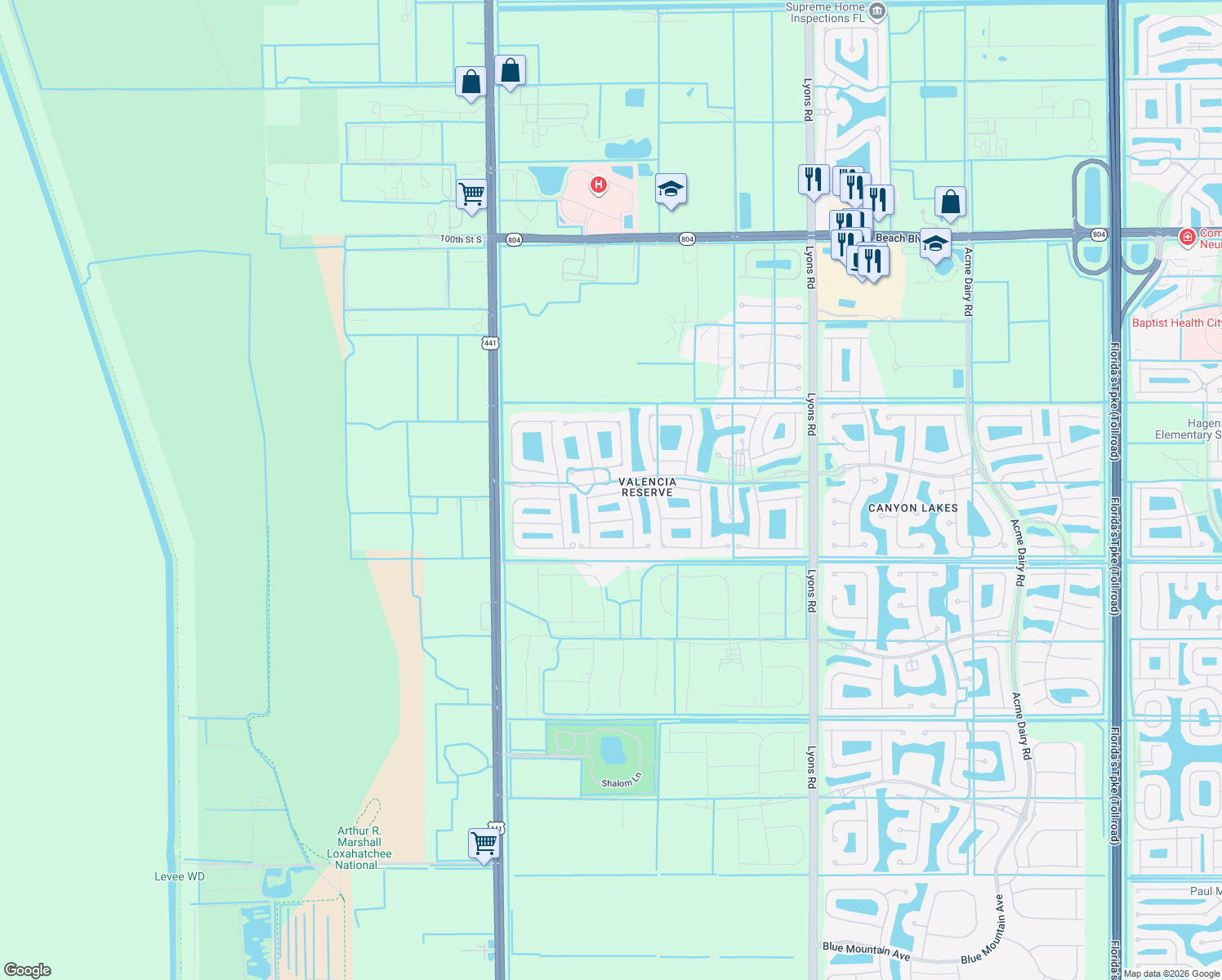 map of restaurants, bars, coffee shops, grocery stores, and more near 9593 Edengrove Court in Boynton Beach