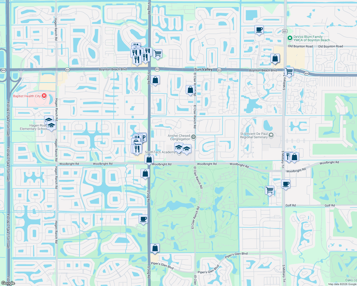 map of restaurants, bars, coffee shops, grocery stores, and more near 10866 Cambay Circle in Boynton Beach