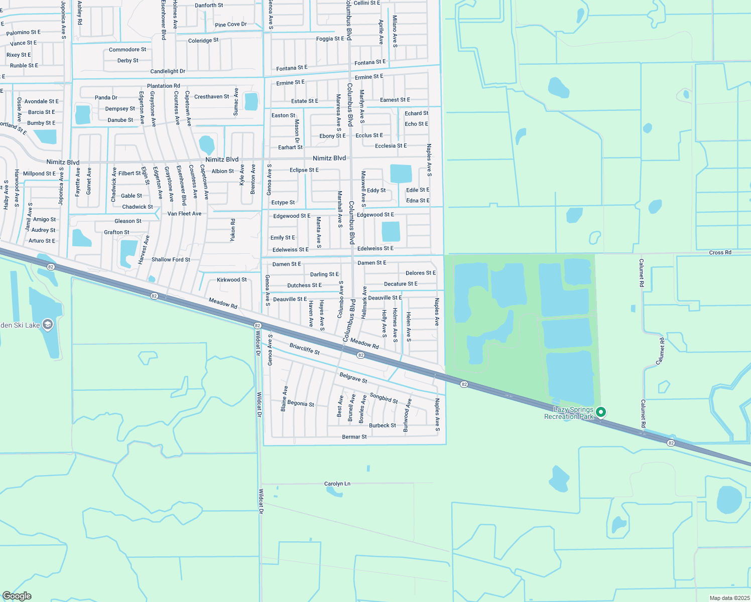 map of restaurants, bars, coffee shops, grocery stores, and more near 1216 Deauville Street East in Lehigh Acres