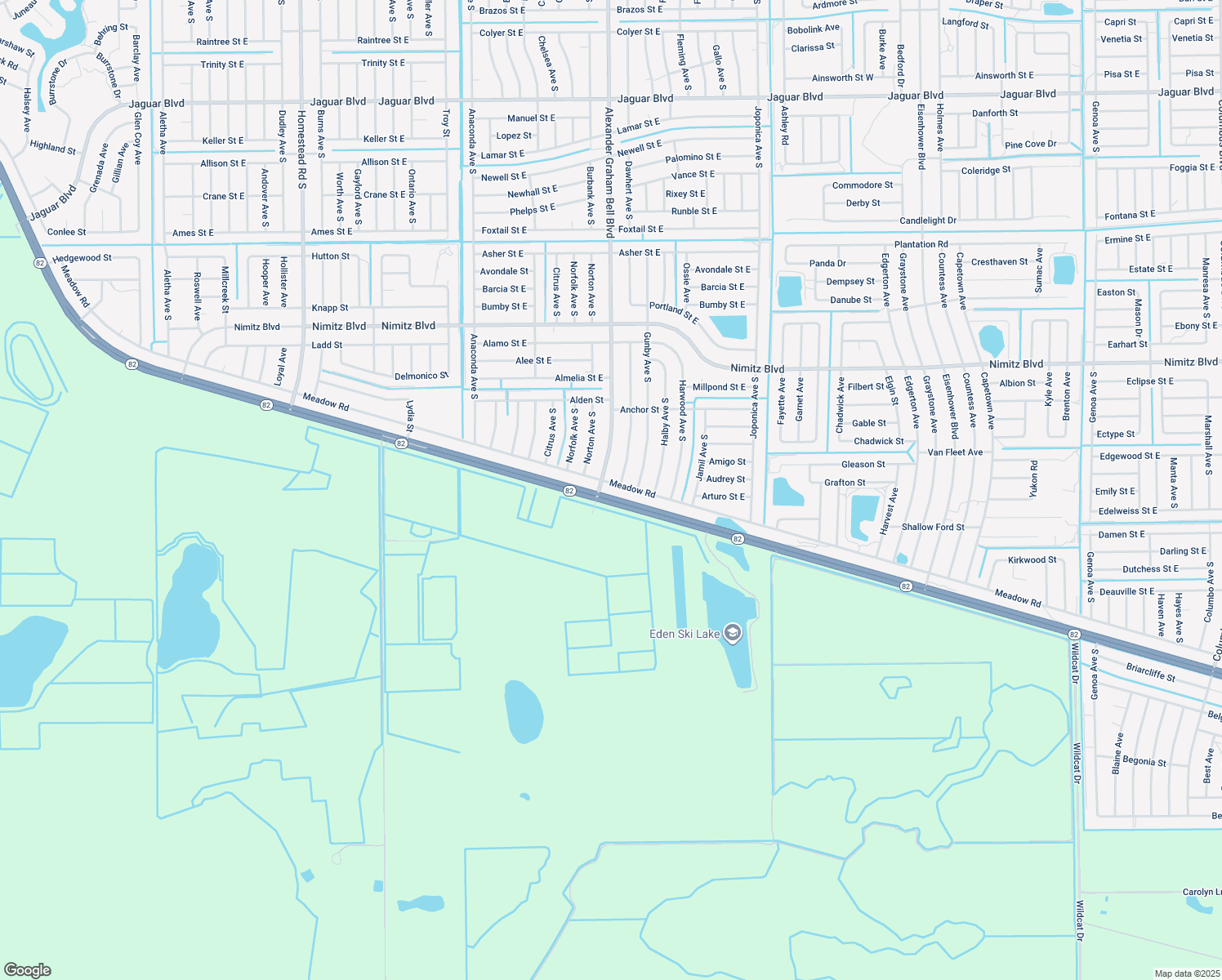 map of restaurants, bars, coffee shops, grocery stores, and more near 3000 Meadow Road in Lehigh Acres