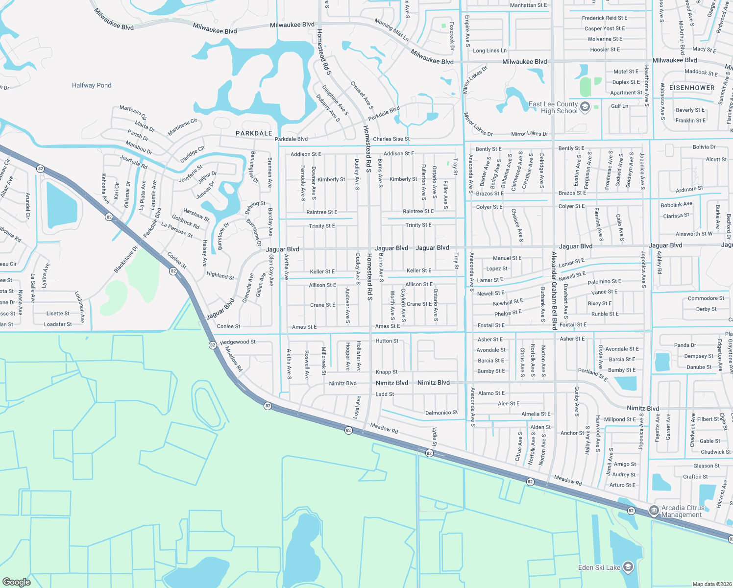 map of restaurants, bars, coffee shops, grocery stores, and more near 832 Homestead Road South in Lehigh Acres