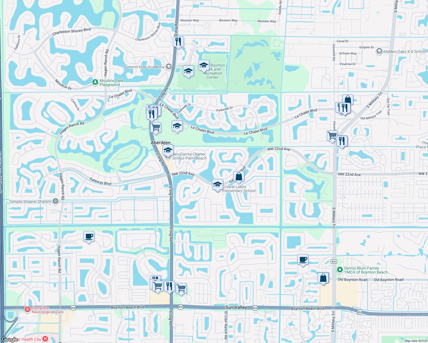 map of restaurants, bars, coffee shops, grocery stores, and more near 8618 Tourmaline Boulevard in Boynton Beach