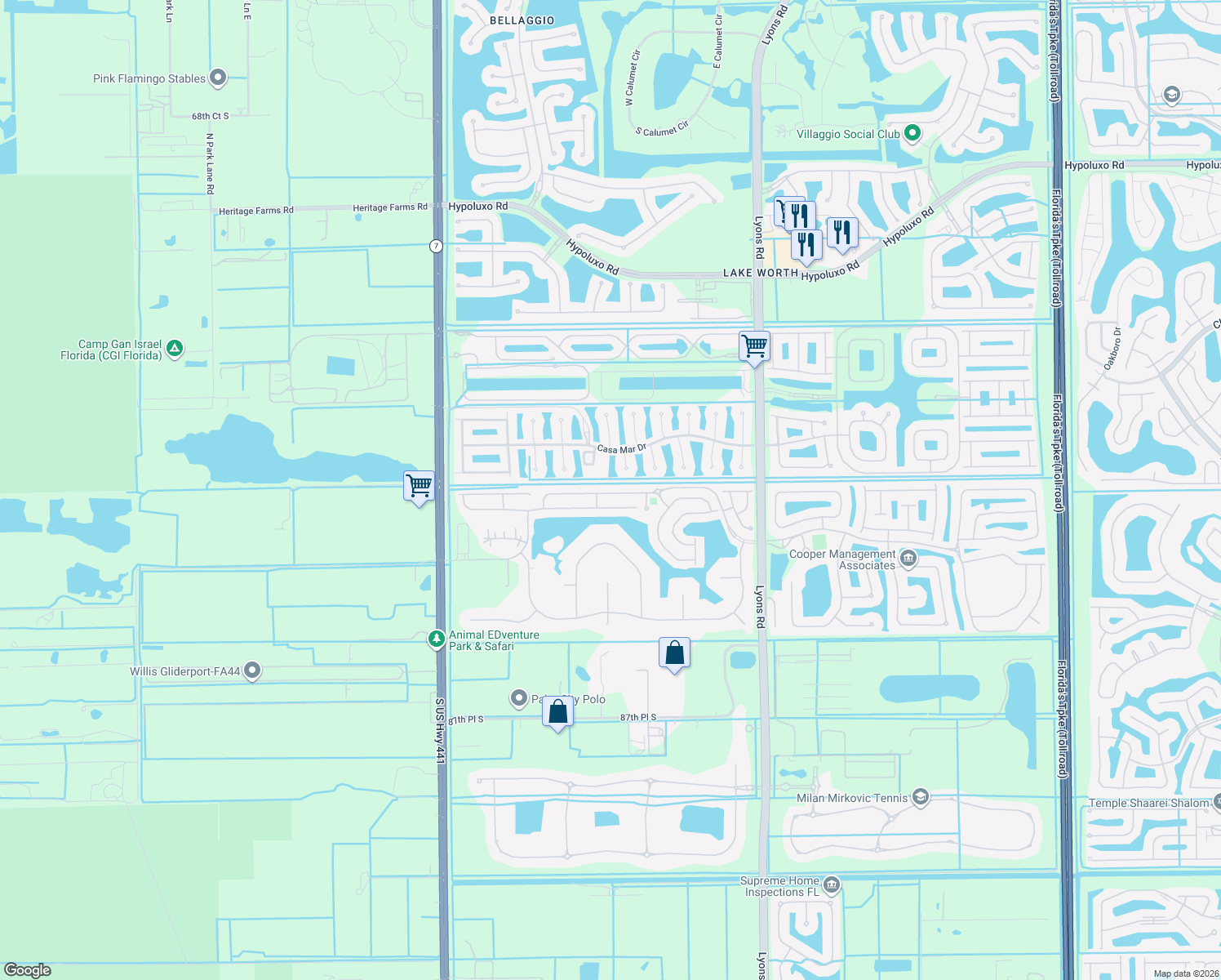 map of restaurants, bars, coffee shops, grocery stores, and more near 9469 Verona Lakes Boulevard in Boynton Beach