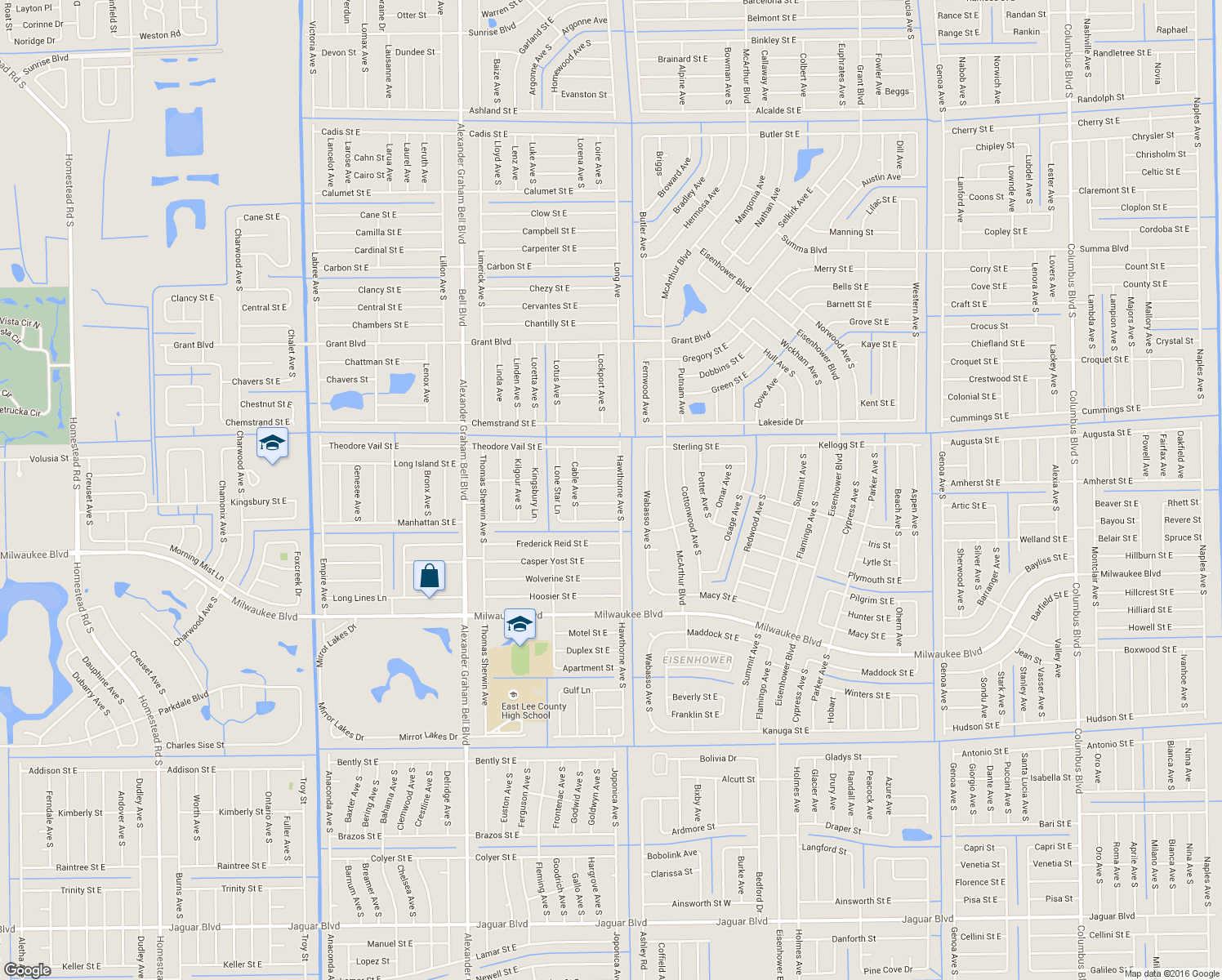 map of restaurants, bars, coffee shops, grocery stores, and more near 858 William Denver Street in Lehigh Acres