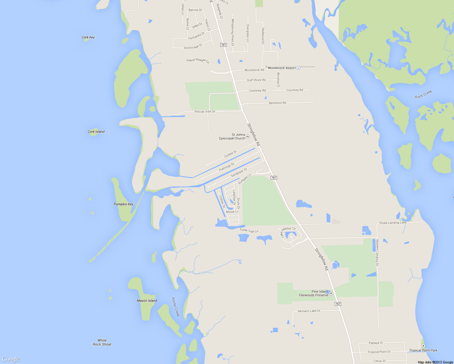 map of restaurants, bars, coffee shops, grocery stores, and more near 4997 Sandpiper Drive in Saint James City