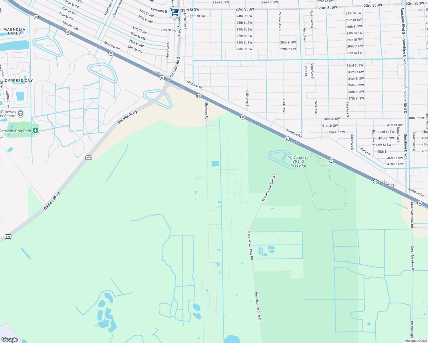 map of restaurants, bars, coffee shops, grocery stores, and more near 12031 Shawnee Road in Fort Myers