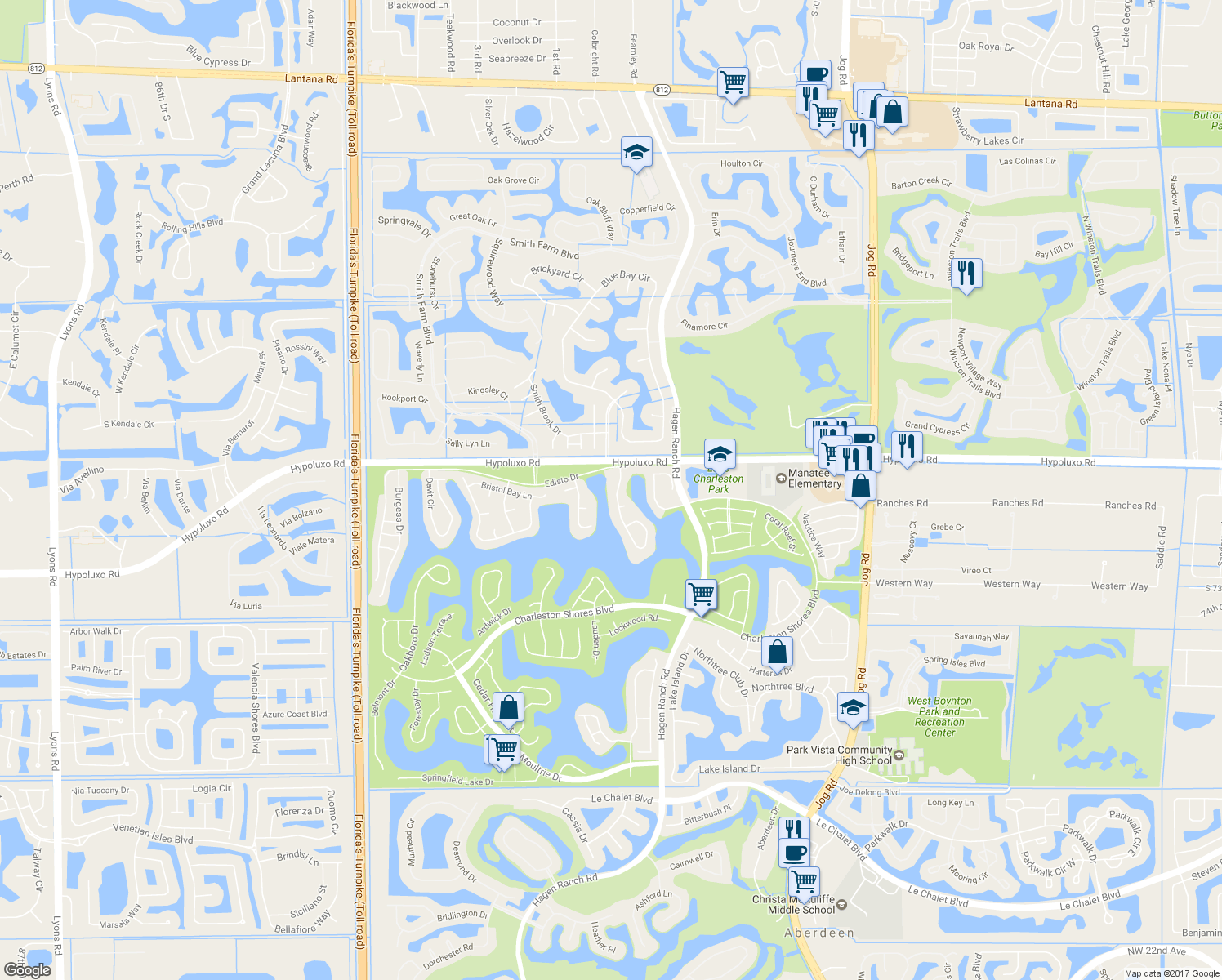 map of restaurants, bars, coffee shops, grocery stores, and more near 7081 Catalina Isle Drive in Lake Worth