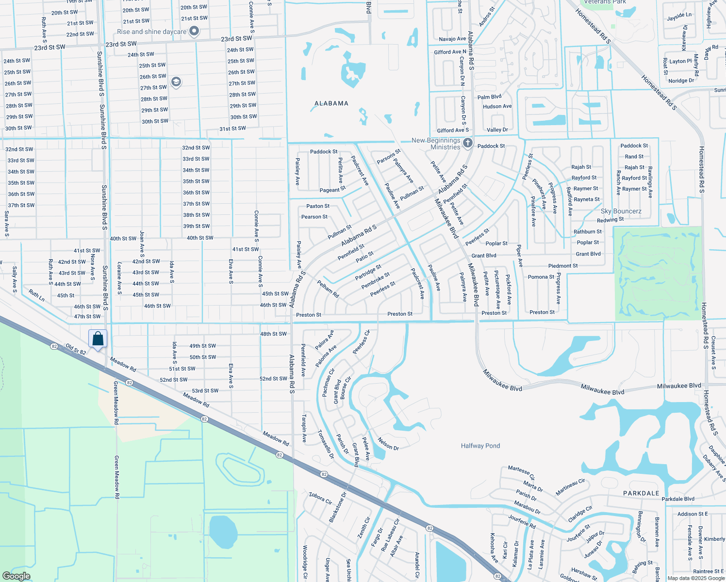 map of restaurants, bars, coffee shops, grocery stores, and more near 150 Pembroke Street in Lehigh Acres