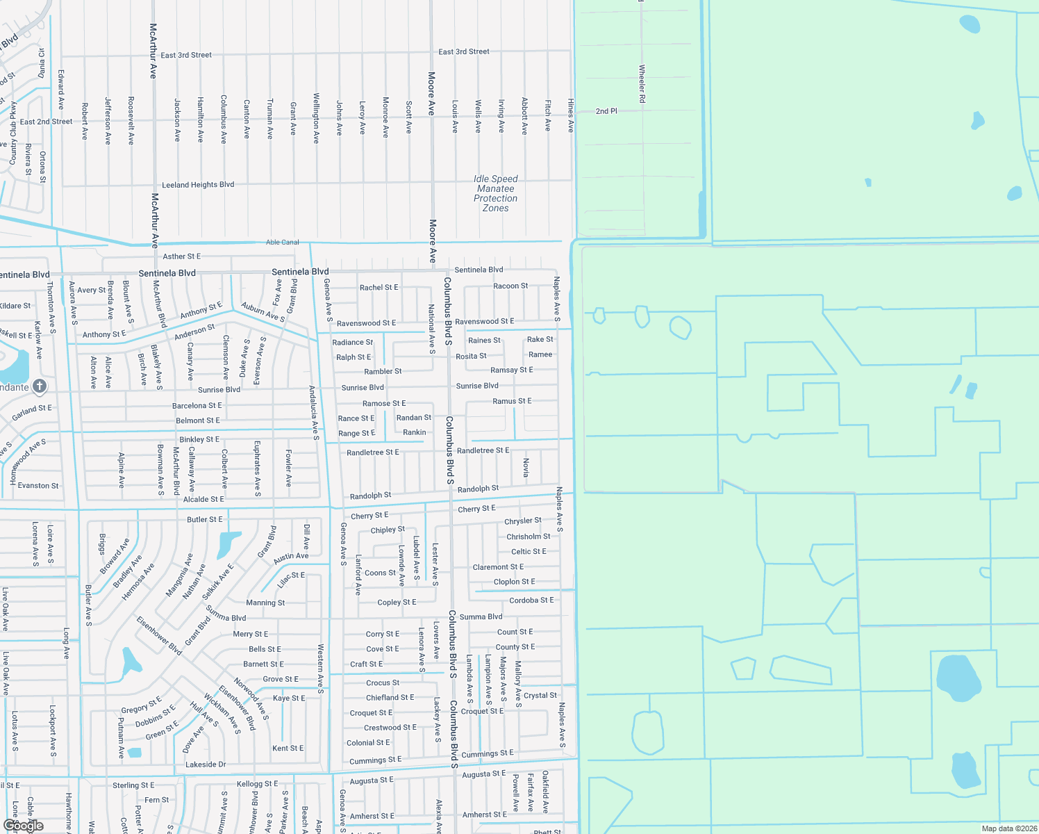 map of restaurants, bars, coffee shops, grocery stores, and more near 212 Neptune in Lehigh Acres