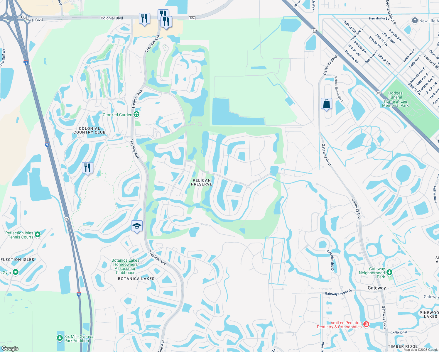 map of restaurants, bars, coffee shops, grocery stores, and more near 10569 Carena Circle in Fort Myers