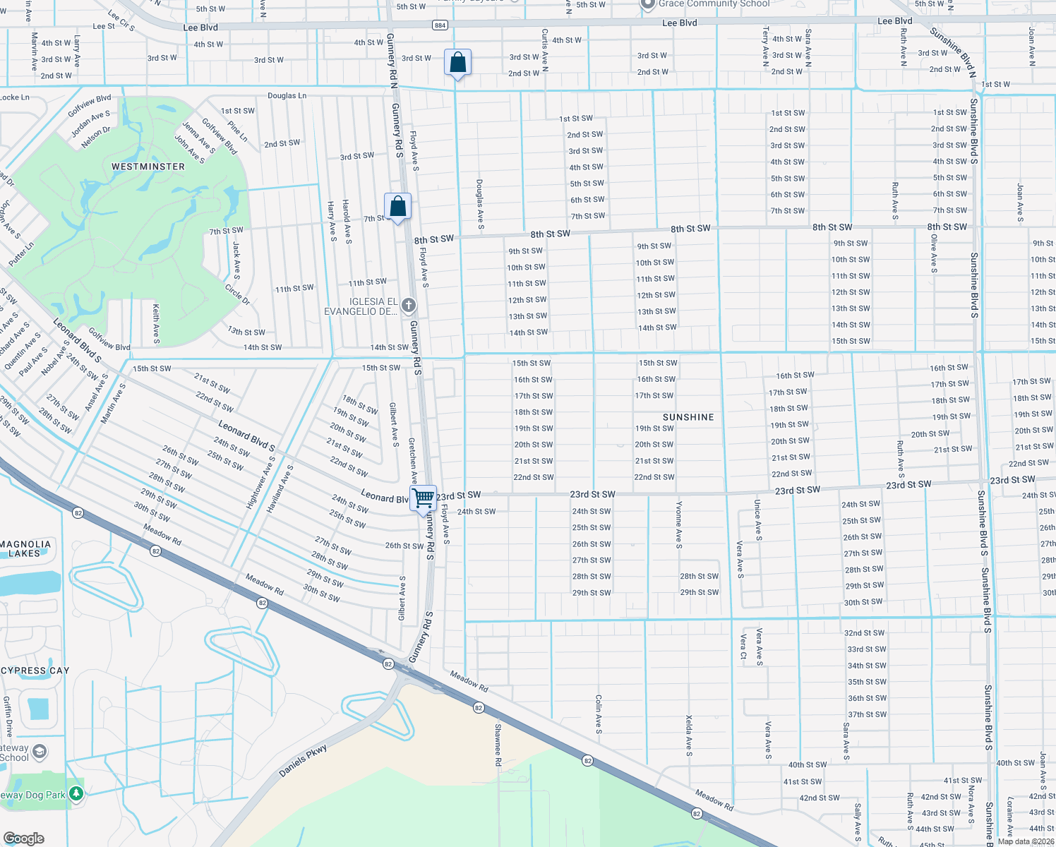 map of restaurants, bars, coffee shops, grocery stores, and more near 4112 19th Street Southwest in Lehigh Acres