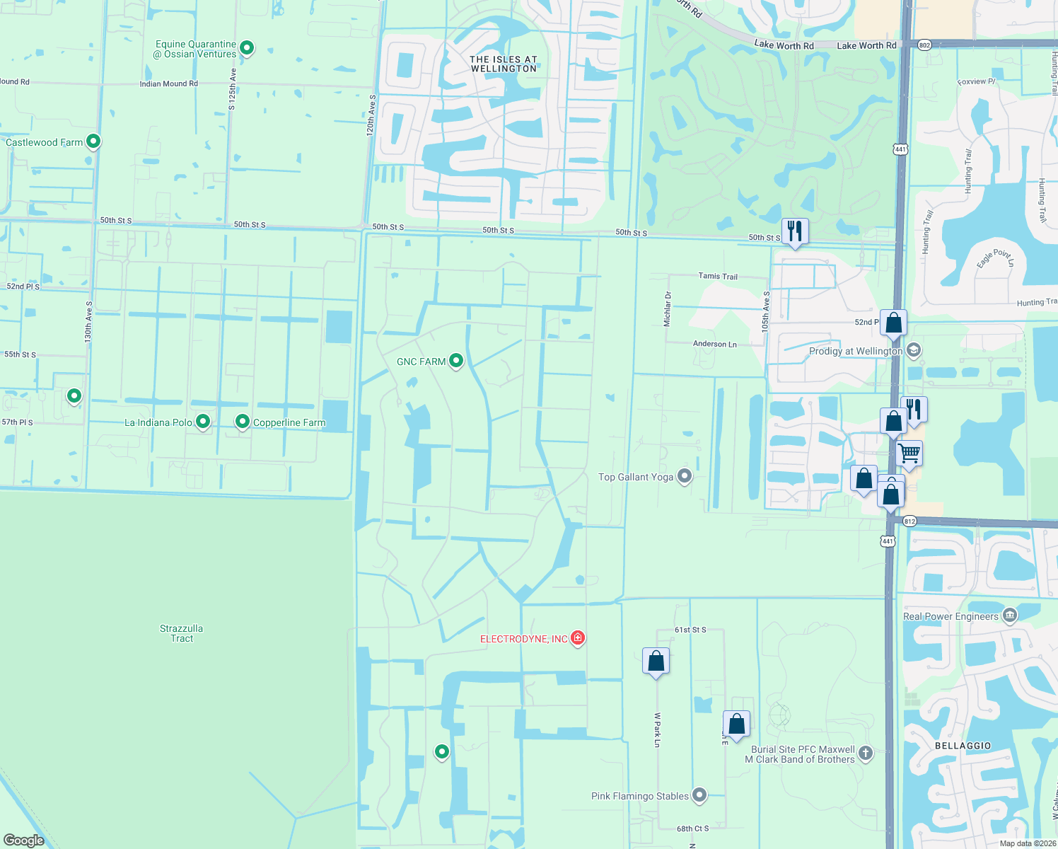 map of restaurants, bars, coffee shops, grocery stores, and more near 11358 Roselynn Way in Lake Worth