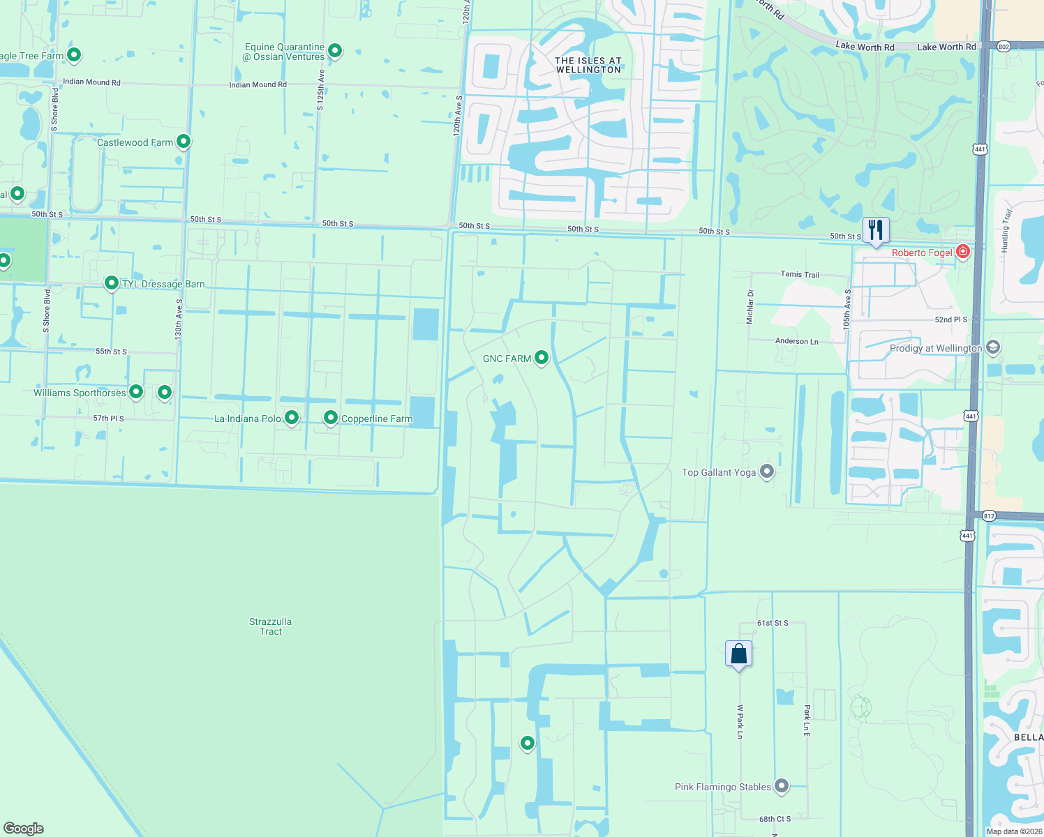 map of restaurants, bars, coffee shops, grocery stores, and more near 5593 Reynolds Road in Lake Worth