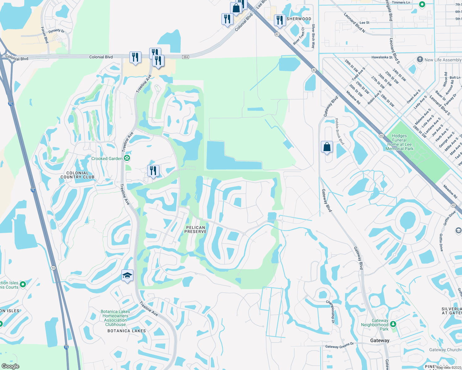 map of restaurants, bars, coffee shops, grocery stores, and more near 10411 Materita Road in Fort Myers