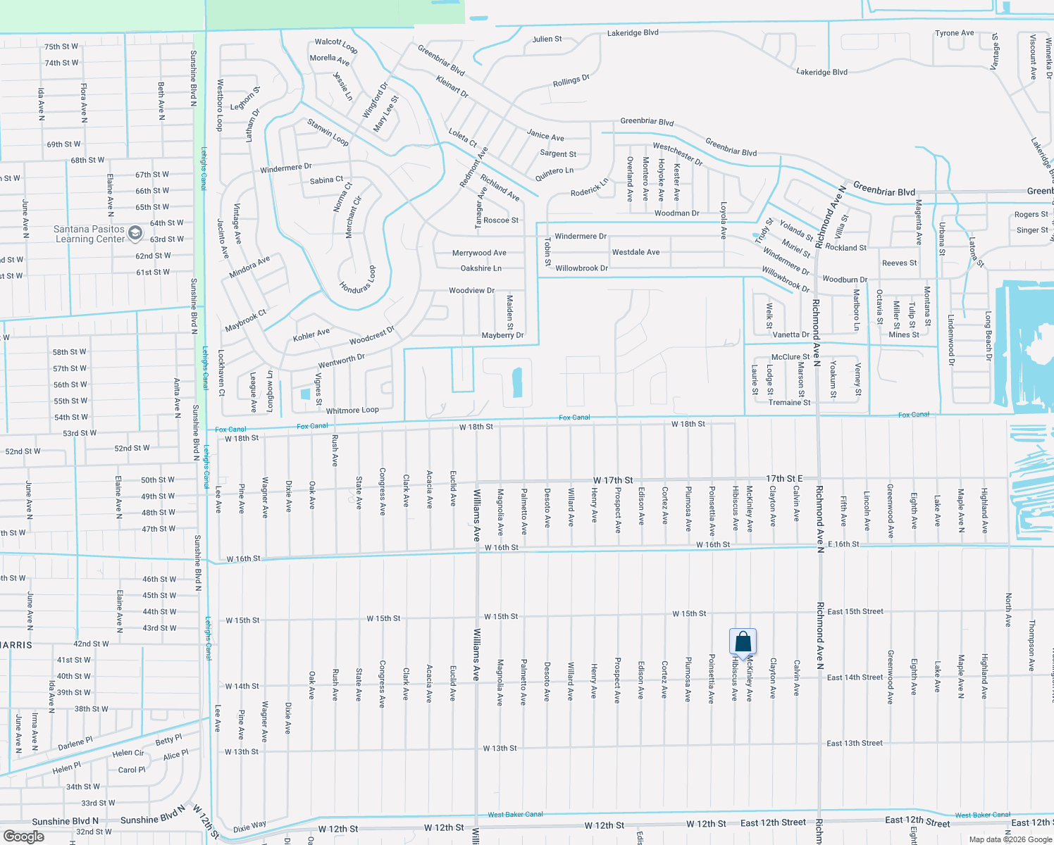 map of restaurants, bars, coffee shops, grocery stores, and more near 806 West 18th Street in Lehigh Acres