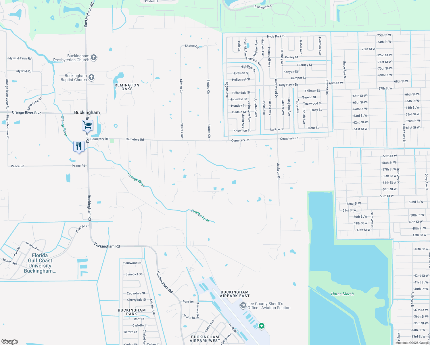map of restaurants, bars, coffee shops, grocery stores, and more near 14911 East Hal Court in Fort Myers