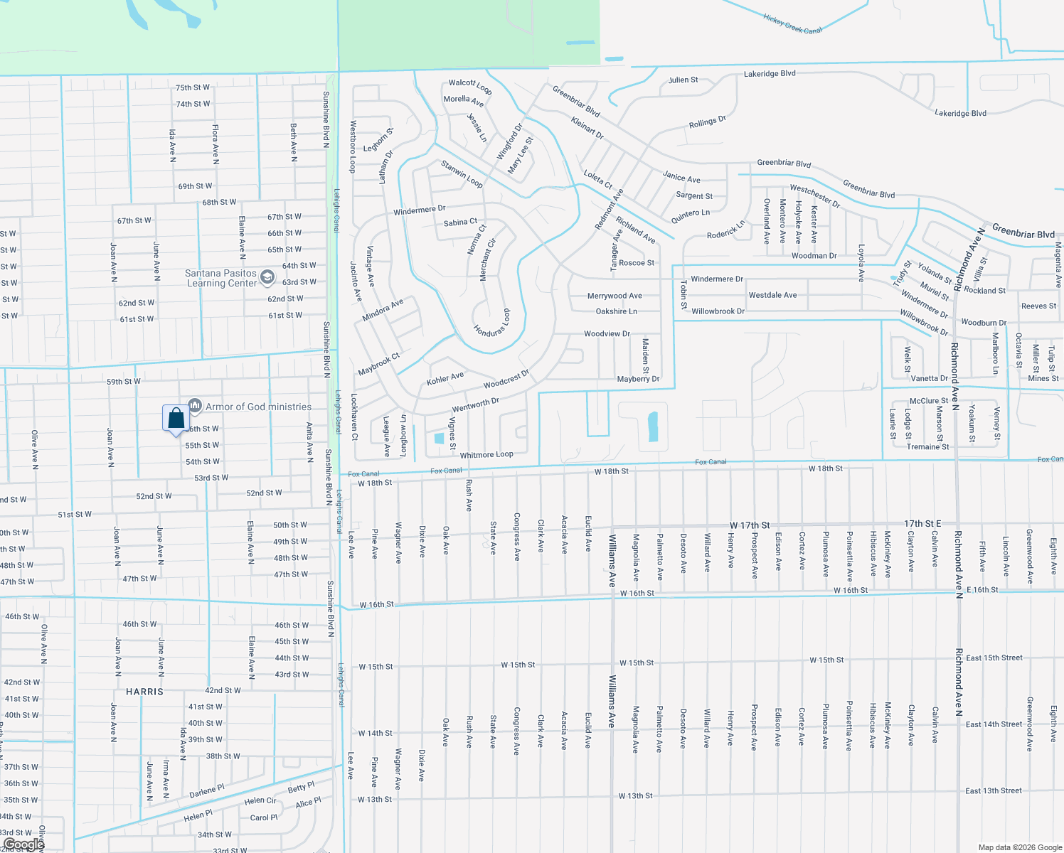 map of restaurants, bars, coffee shops, grocery stores, and more near 657 Whitmore Loop in Lehigh Acres
