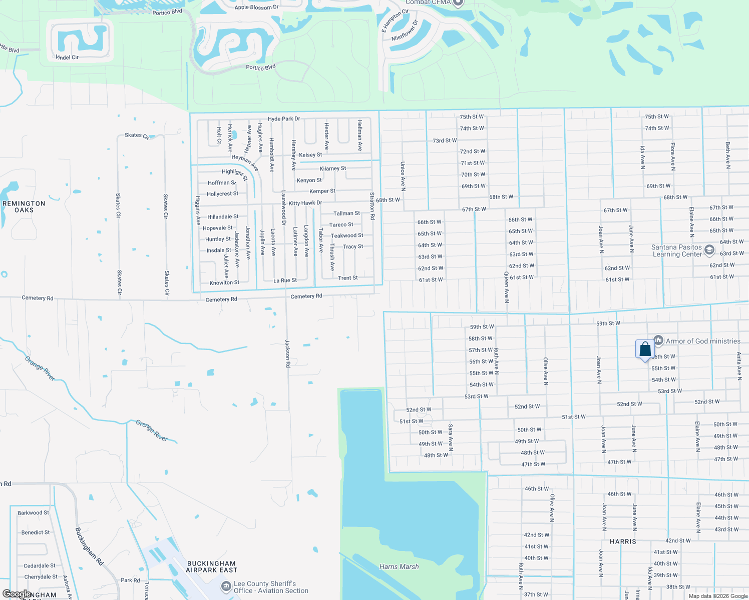 map of restaurants, bars, coffee shops, grocery stores, and more near 15970 Cemetery Road in Fort Myers