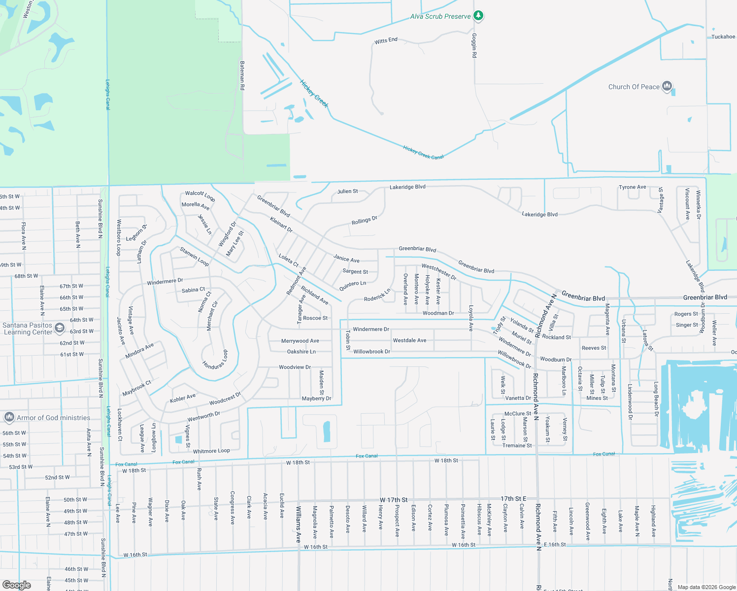 map of restaurants, bars, coffee shops, grocery stores, and more near 1931 Roderick Lane in Lehigh Acres