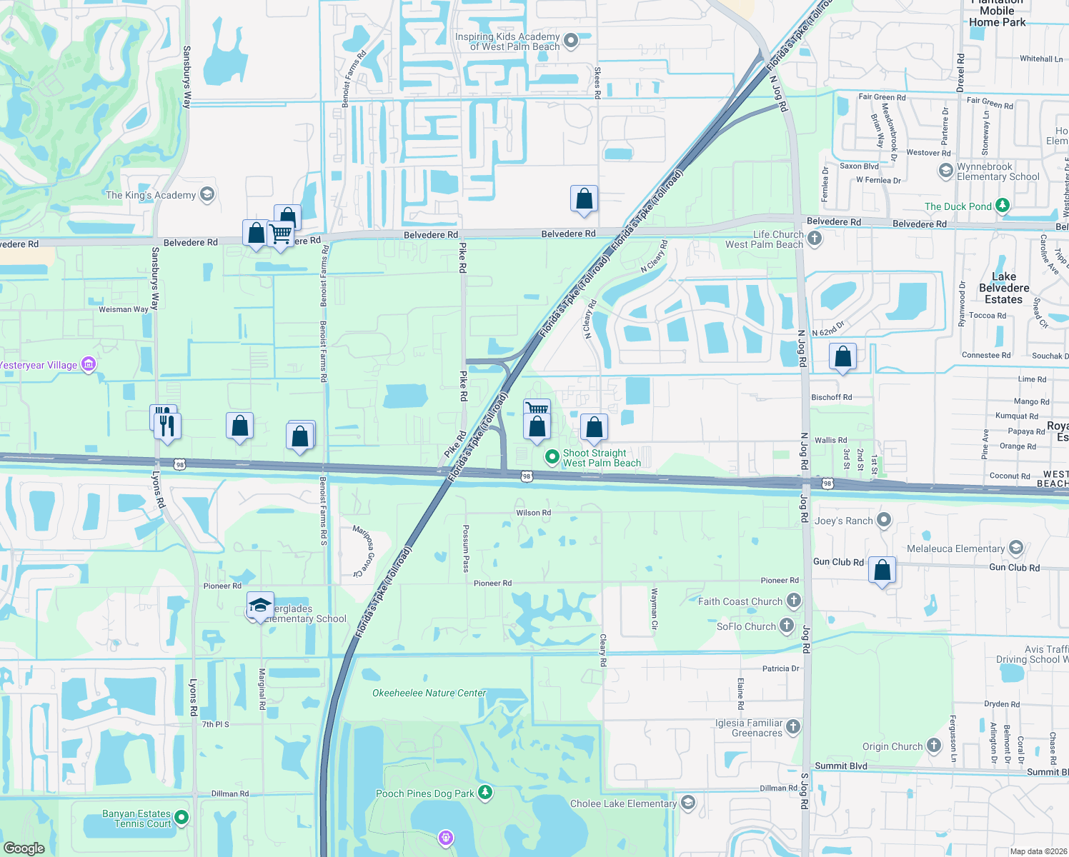 map of restaurants, bars, coffee shops, grocery stores, and more near 300-398 72nd Dr N in West Palm Beach