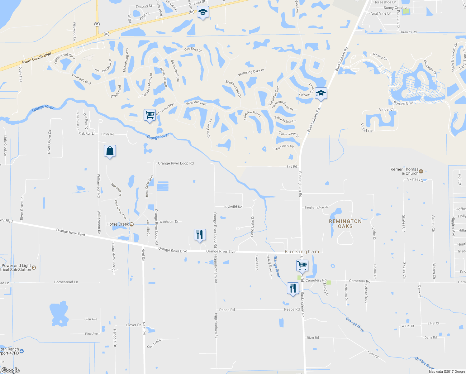 map of restaurants, bars, coffee shops, grocery stores, and more near 13171 Idylwild Farm Road in Fort Myers