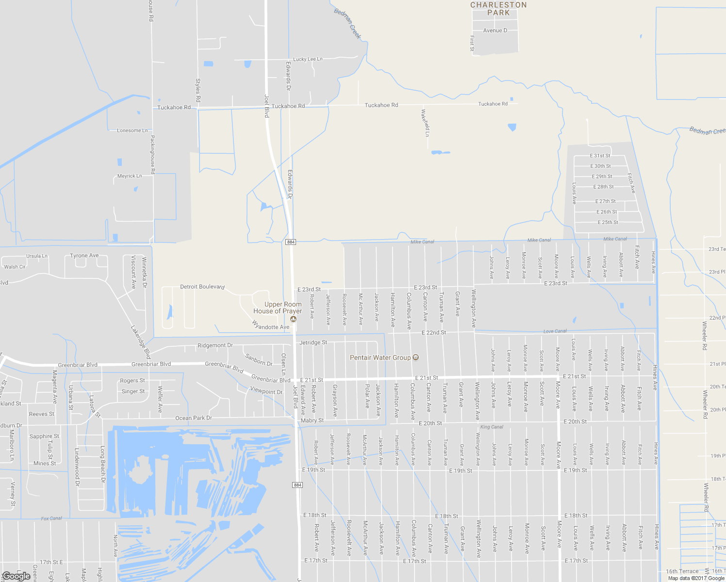 map of restaurants, bars, coffee shops, grocery stores, and more near 2800 East 23rd Street in Alva