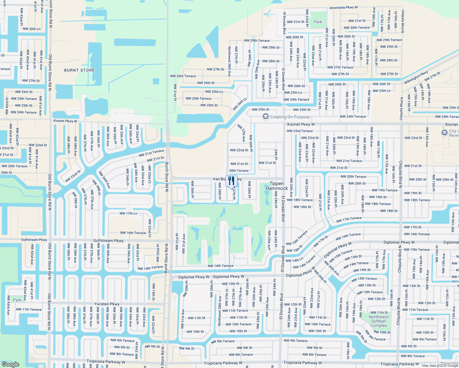 map of restaurants, bars, coffee shops, grocery stores, and more near 1919 NW 28th Ave in Cape Coral