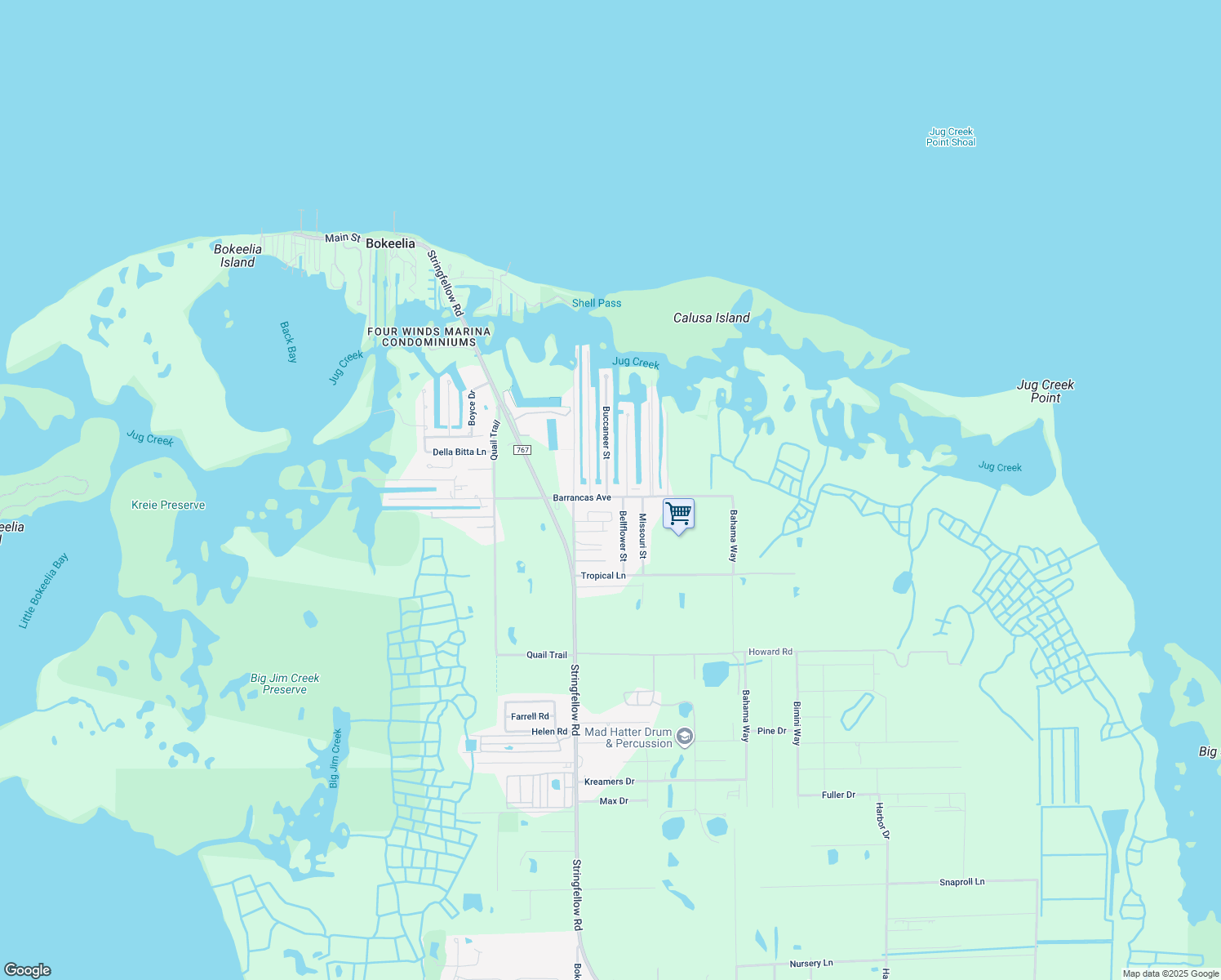 map of restaurants, bars, coffee shops, grocery stores, and more near 7400 Barrancas Ave in Bokeelia