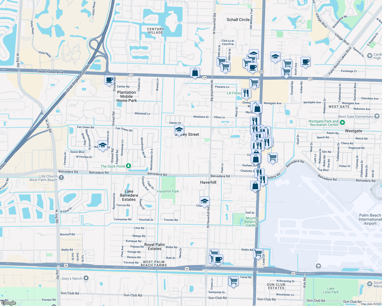 map of restaurants, bars, coffee shops, grocery stores, and more near 1180 New Parkview Pl in Haverhill