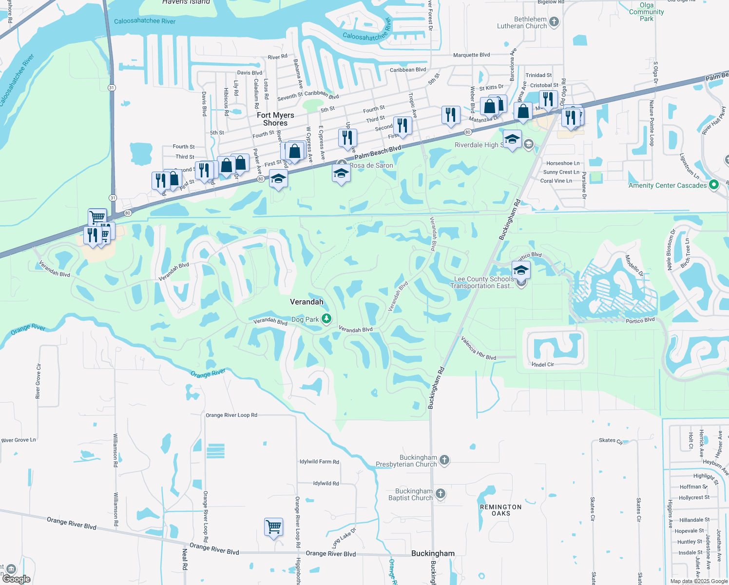 map of restaurants, bars, coffee shops, grocery stores, and more near 3501 Cedar Hammock View Ct in Fort Myers
