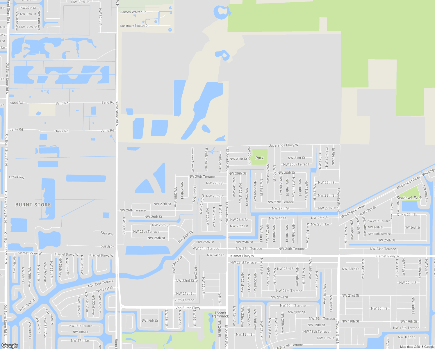 map of restaurants, bars, coffee shops, grocery stores, and more near 2419 Northwest 29th Terrace in Cape Coral