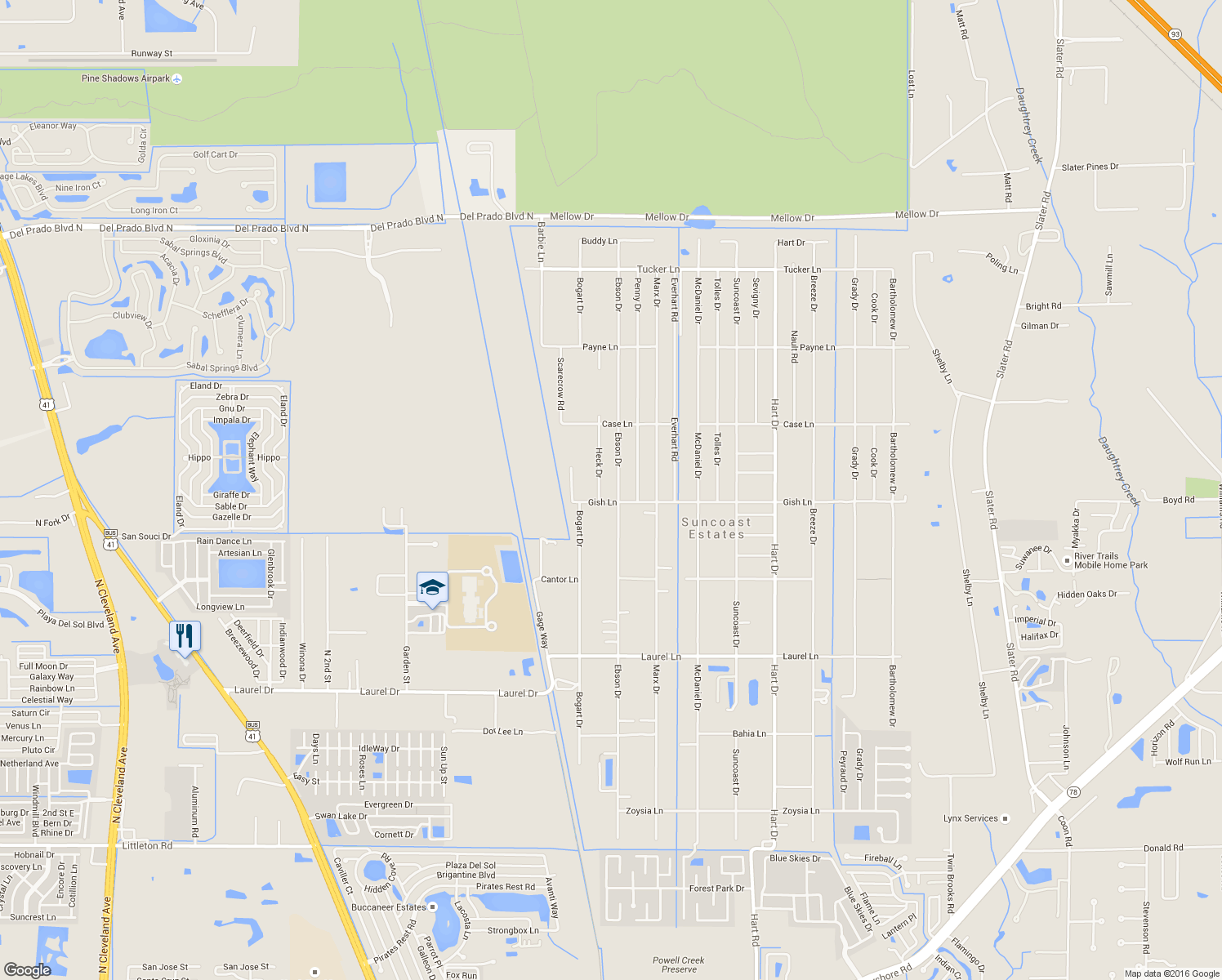 map of restaurants, bars, coffee shops, grocery stores, and more near 8066 Ebson Dr in North Fort Myers