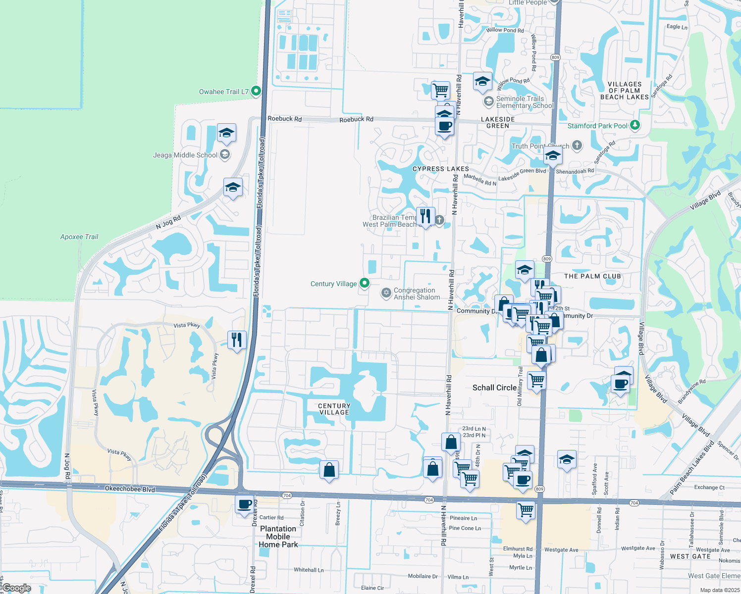 map of restaurants, bars, coffee shops, grocery stores, and more near 7 Hastings A in West Palm Beach