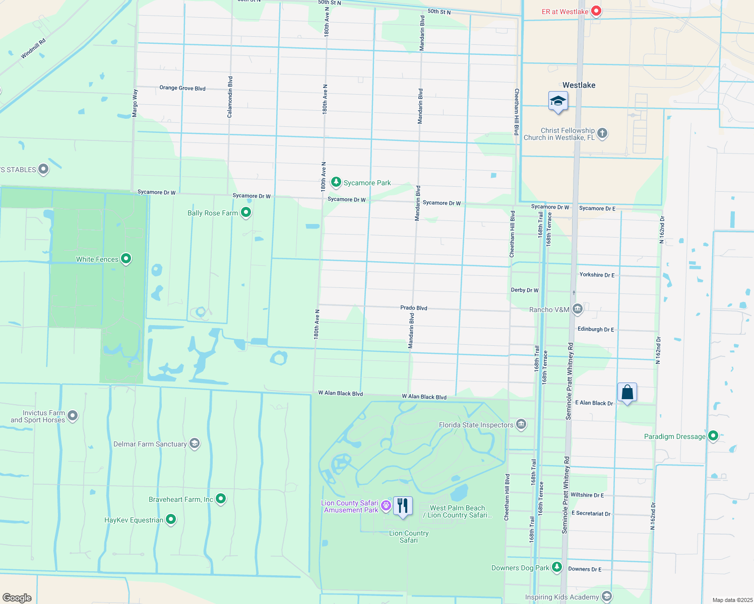 map of restaurants, bars, coffee shops, grocery stores, and more near 17711 Prado Boulevard in Loxahatchee