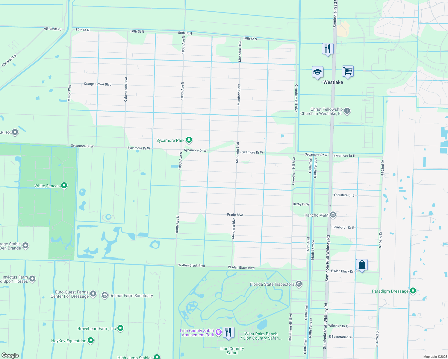 map of restaurants, bars, coffee shops, grocery stores, and more near 17629 37th Place North in Loxahatchee