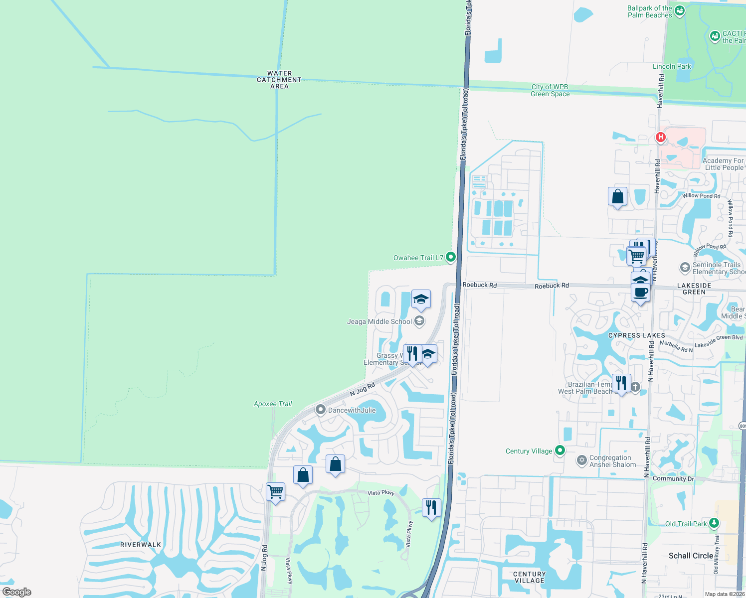 map of restaurants, bars, coffee shops, grocery stores, and more near 4008 West Hamilton Ky in West Palm Beach