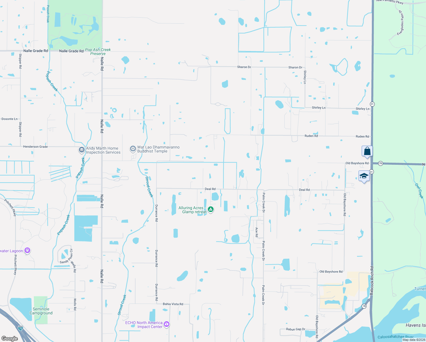 map of restaurants, bars, coffee shops, grocery stores, and more near 10551 Deal Road in North Fort Myers