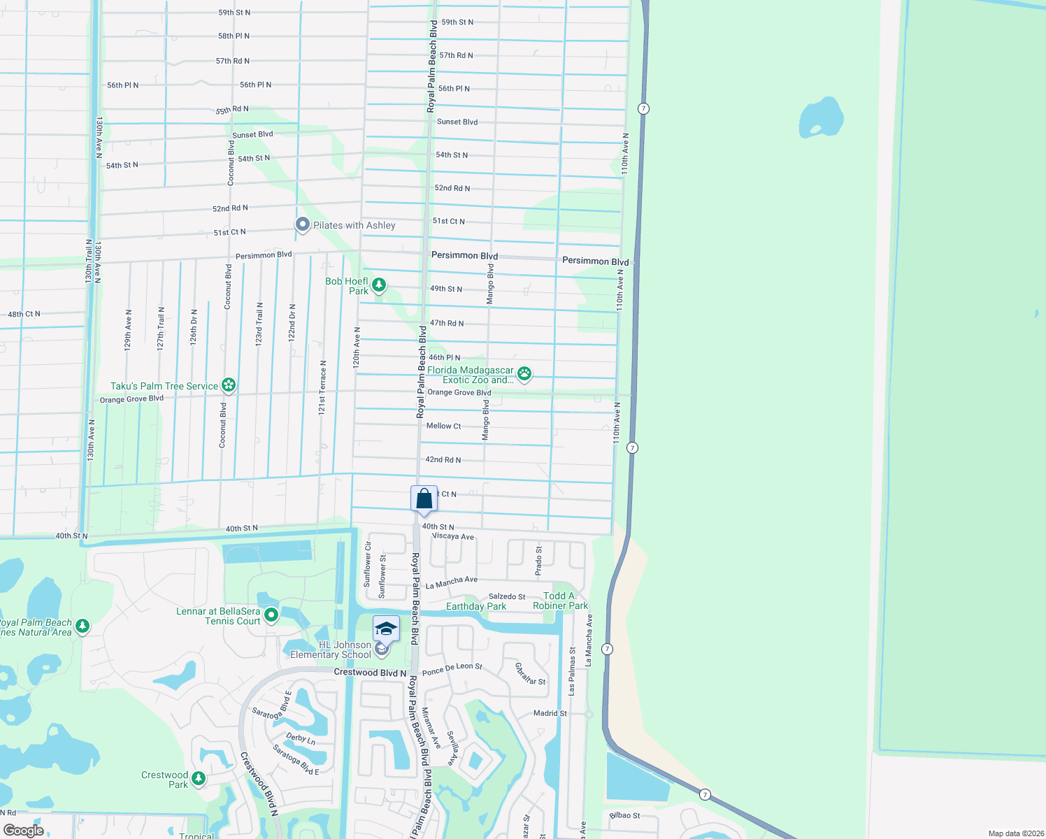 map of restaurants, bars, coffee shops, grocery stores, and more near 11383 Mellow Court in West Palm Beach