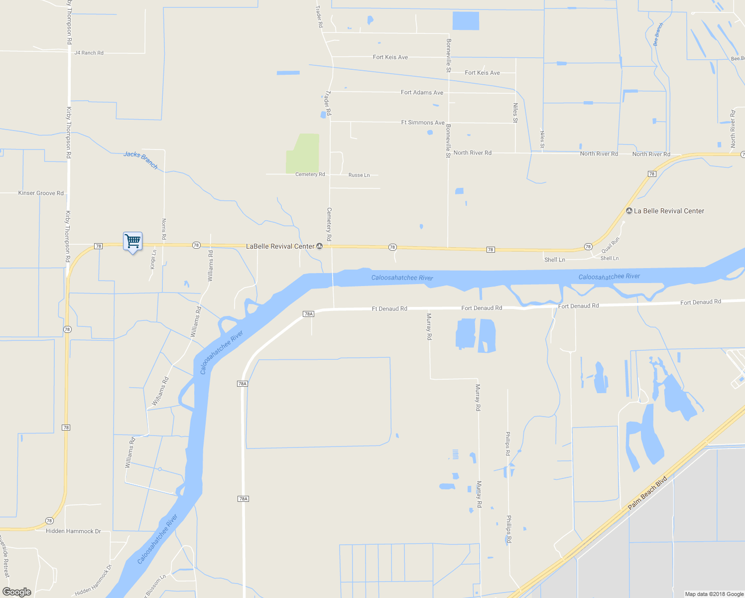 map of restaurants, bars, coffee shops, grocery stores, and more near 4300 Fort Denaud Road in LaBelle