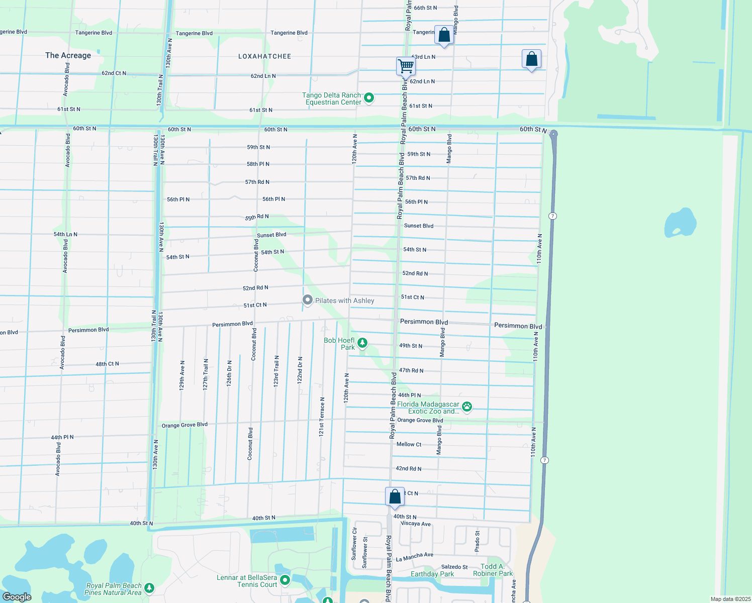 map of restaurants, bars, coffee shops, grocery stores, and more near 11852 51st Court North in West Palm Beach