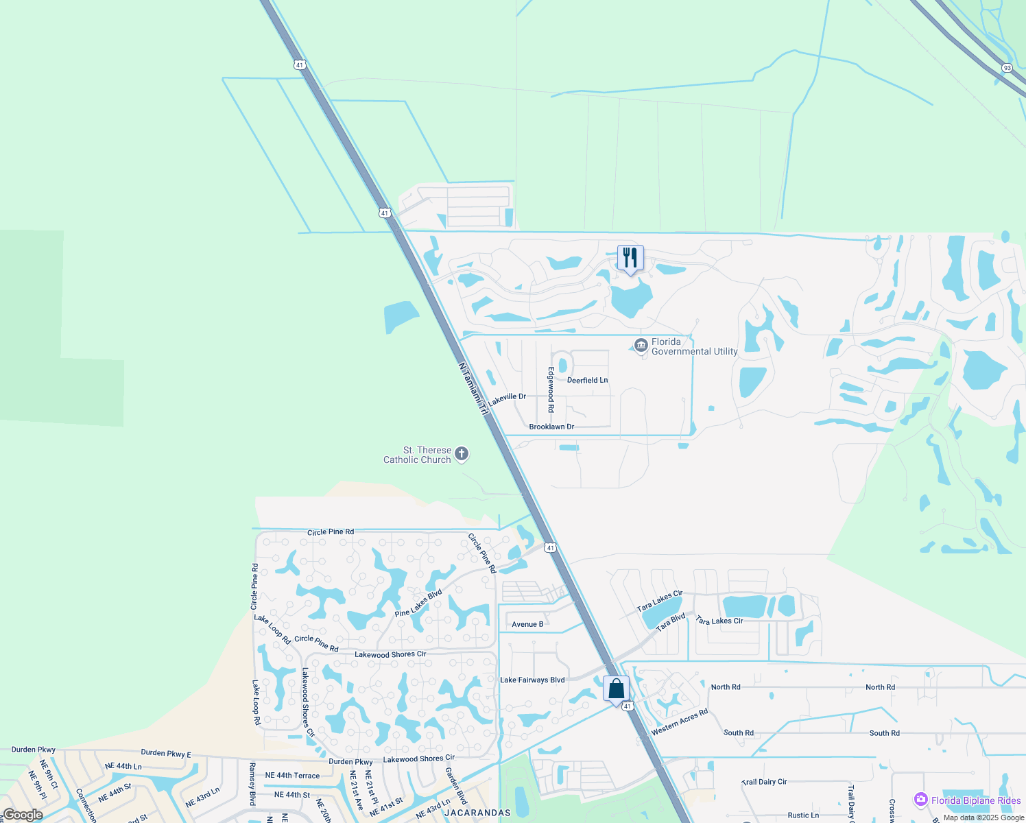 map of restaurants, bars, coffee shops, grocery stores, and more near 2030 Brooklawn Drive in North Fort Myers