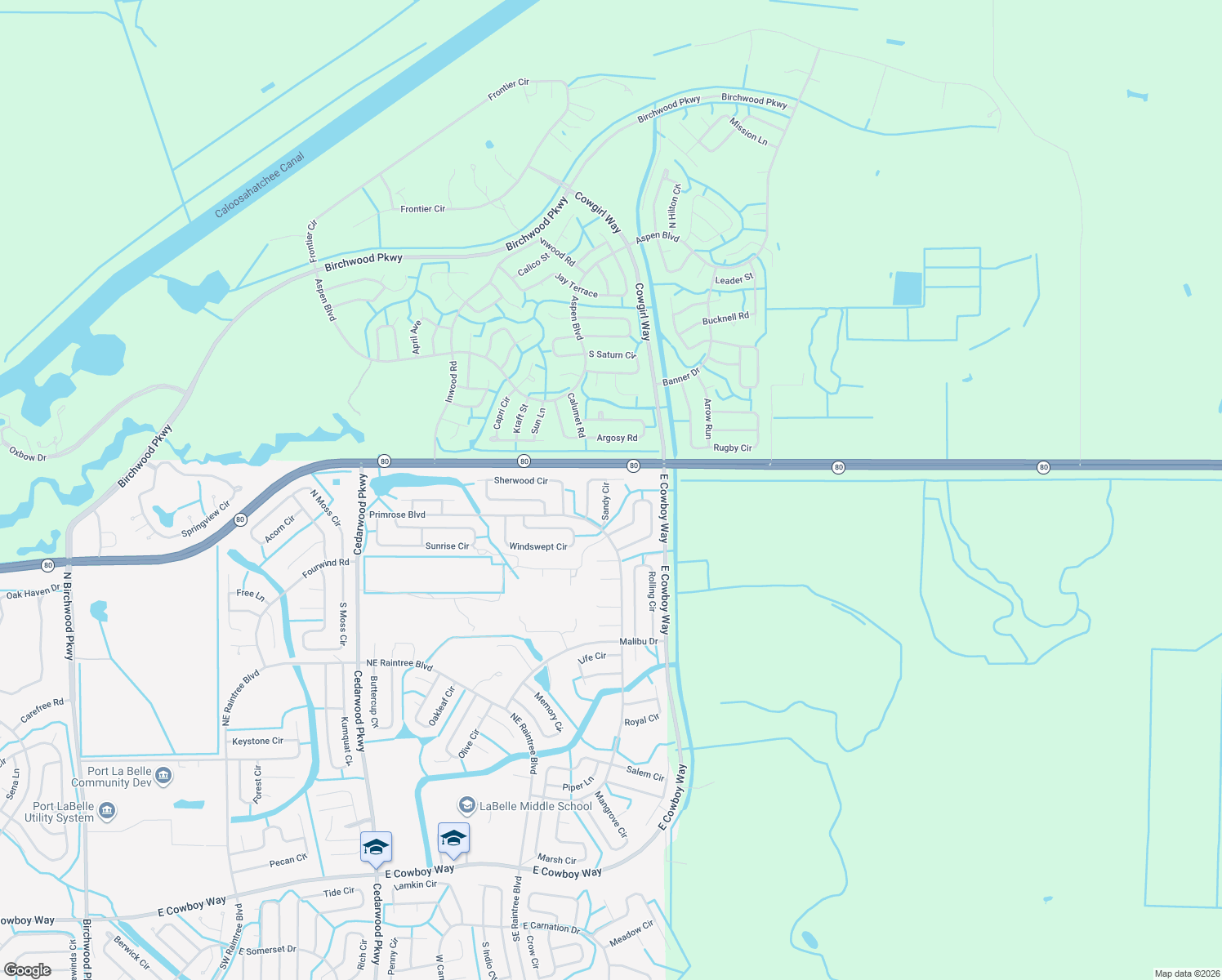 map of restaurants, bars, coffee shops, grocery stores, and more near 8027 Sandy Circle in LaBelle