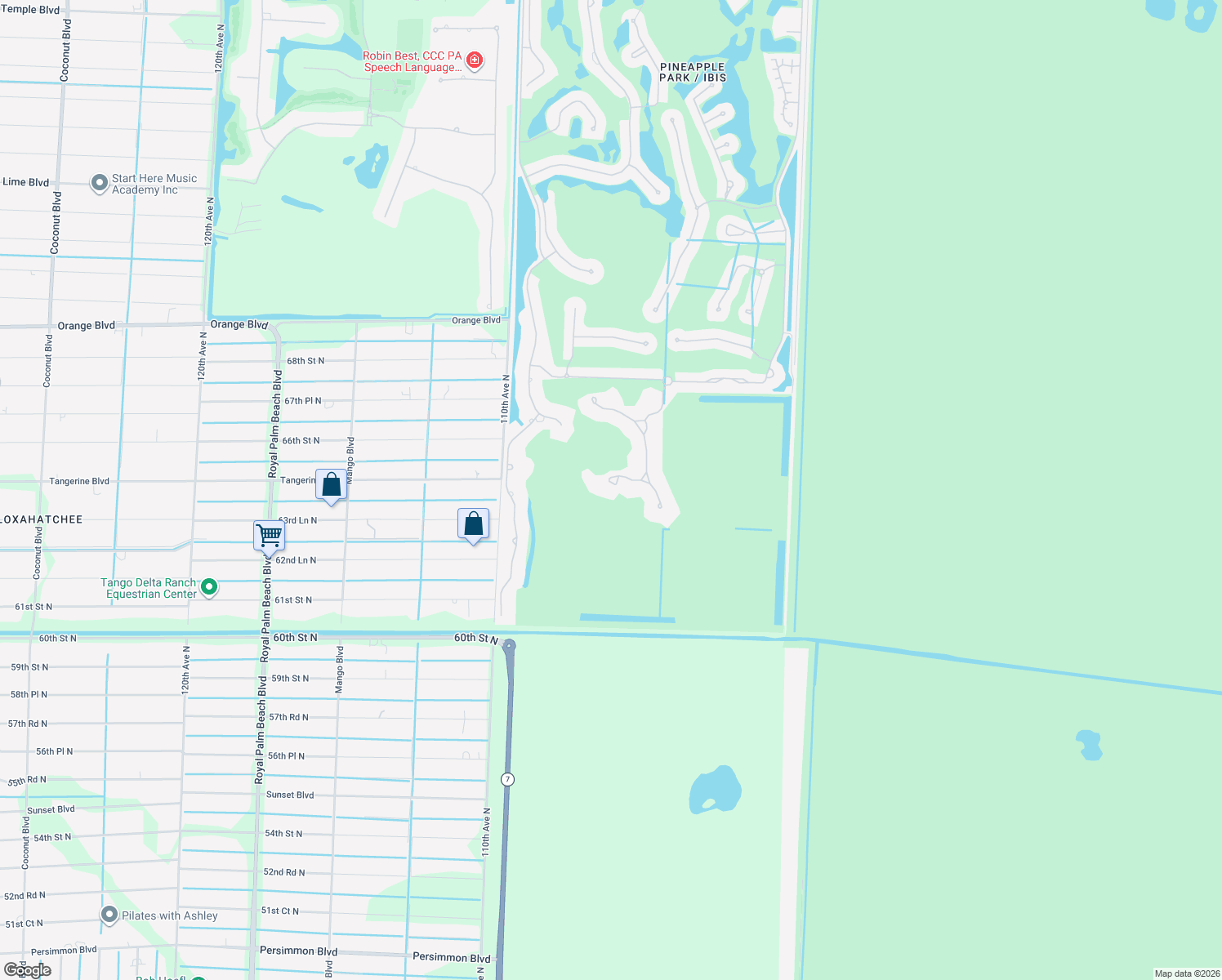 map of restaurants, bars, coffee shops, grocery stores, and more near 10616 Starling Way in West Palm Beach