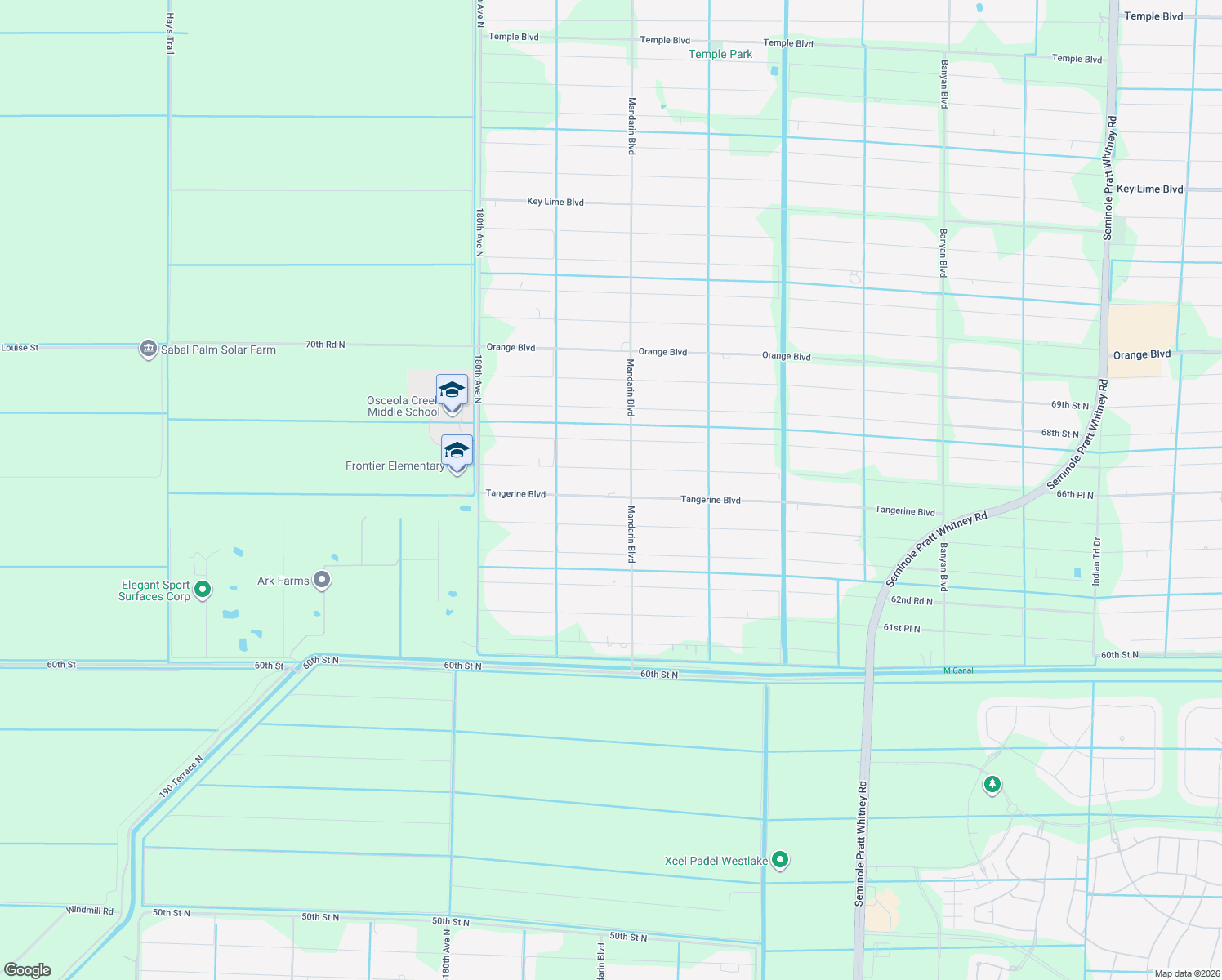map of restaurants, bars, coffee shops, grocery stores, and more near 17565 Tangerine Blvd in Loxahatchee