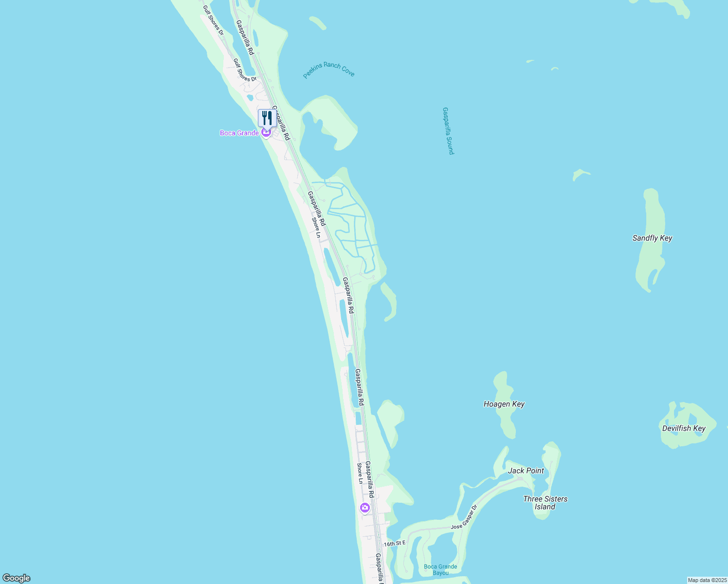 map of restaurants, bars, coffee shops, grocery stores, and more near 4080 Loomis Avenue in Boca Grande
