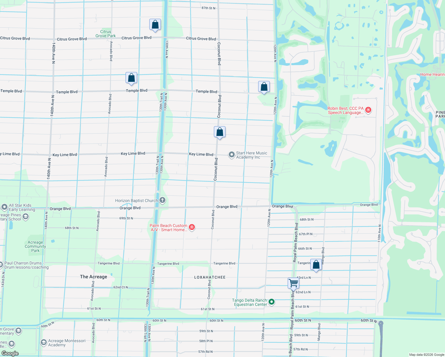 map of restaurants, bars, coffee shops, grocery stores, and more near 12458 72nd Court North in West Palm Beach