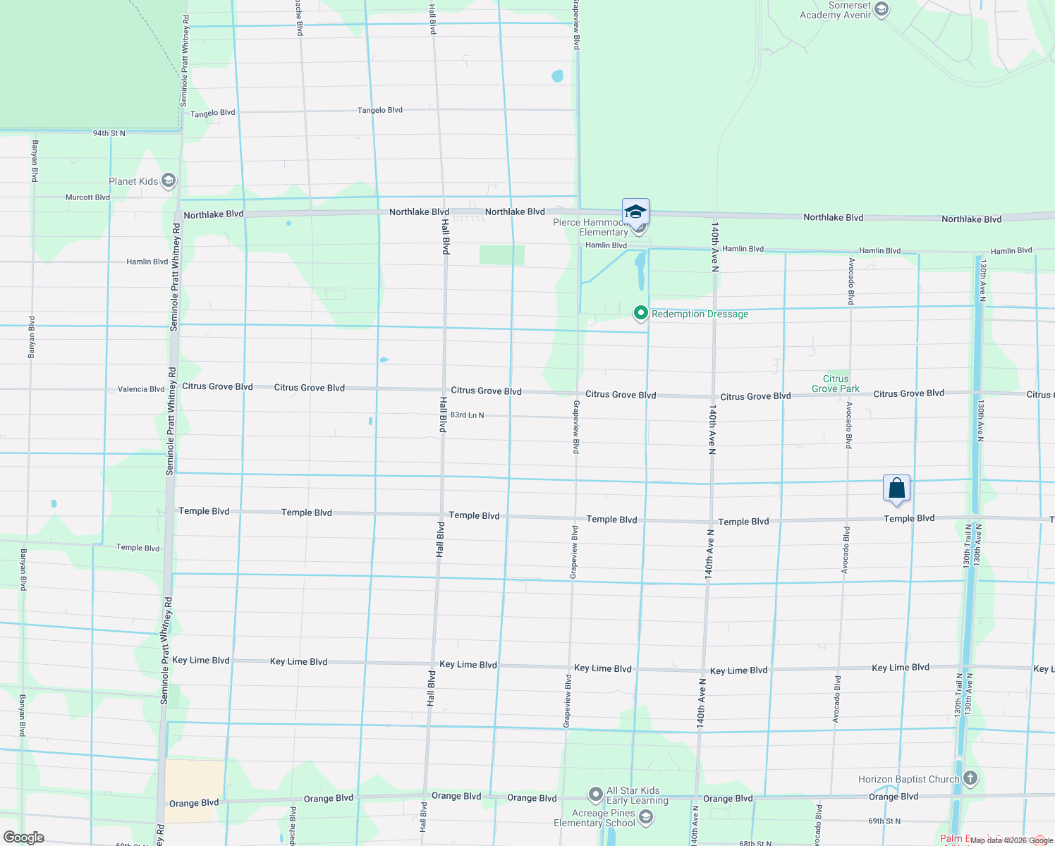 map of restaurants, bars, coffee shops, grocery stores, and more near 14680 83rd Ln N in Loxahatchee