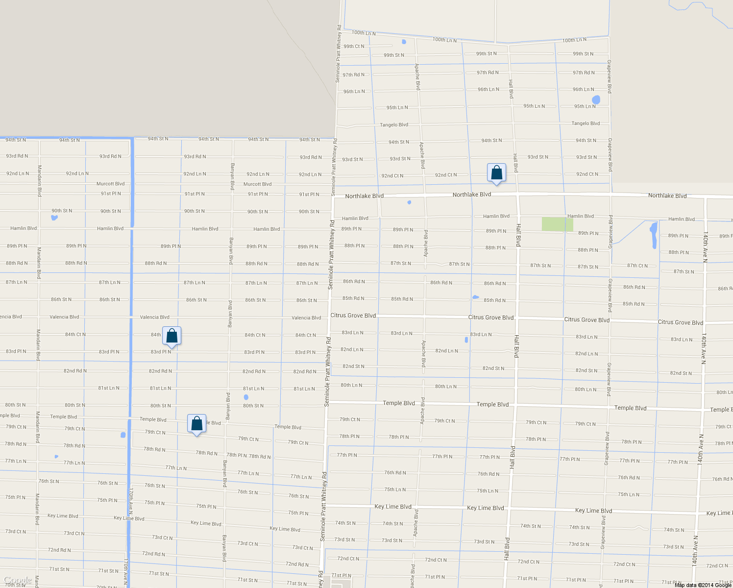 map of restaurants, bars, coffee shops, grocery stores, and more near 15773 85th Road North in Loxahatchee