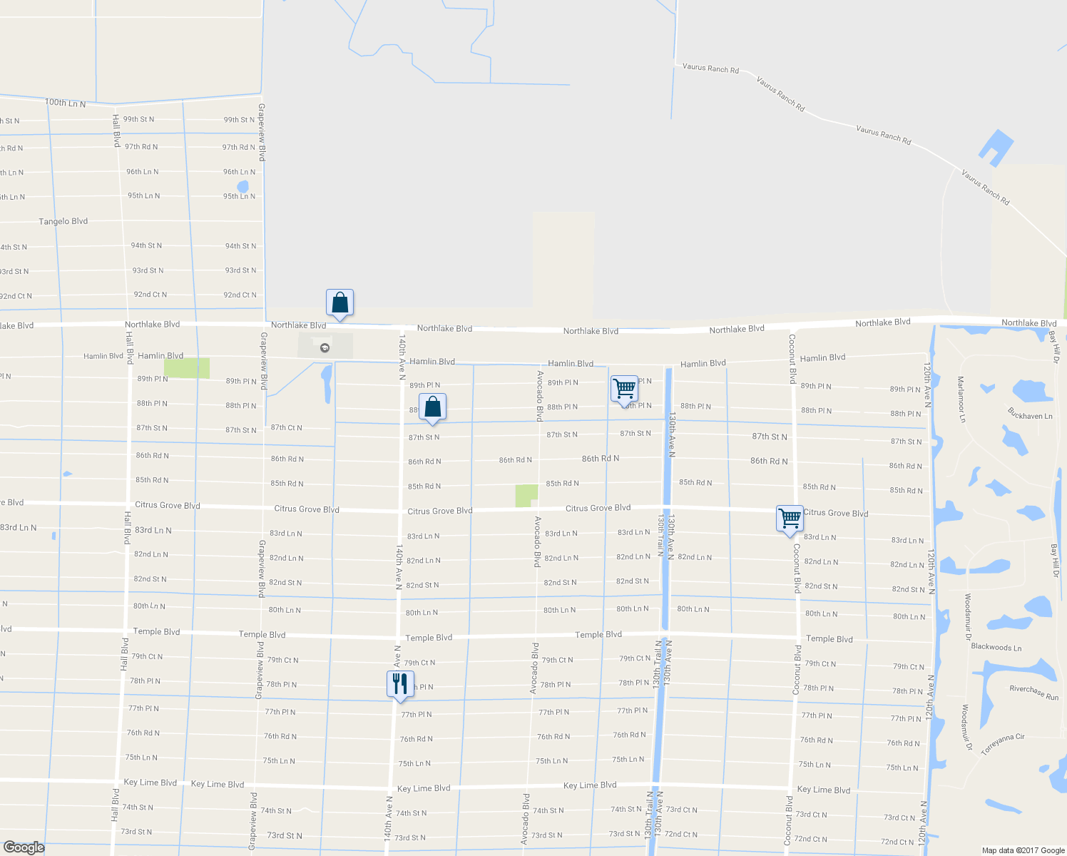 map of restaurants, bars, coffee shops, grocery stores, and more near 8745 Avocado Boulevard in West Palm Beach
