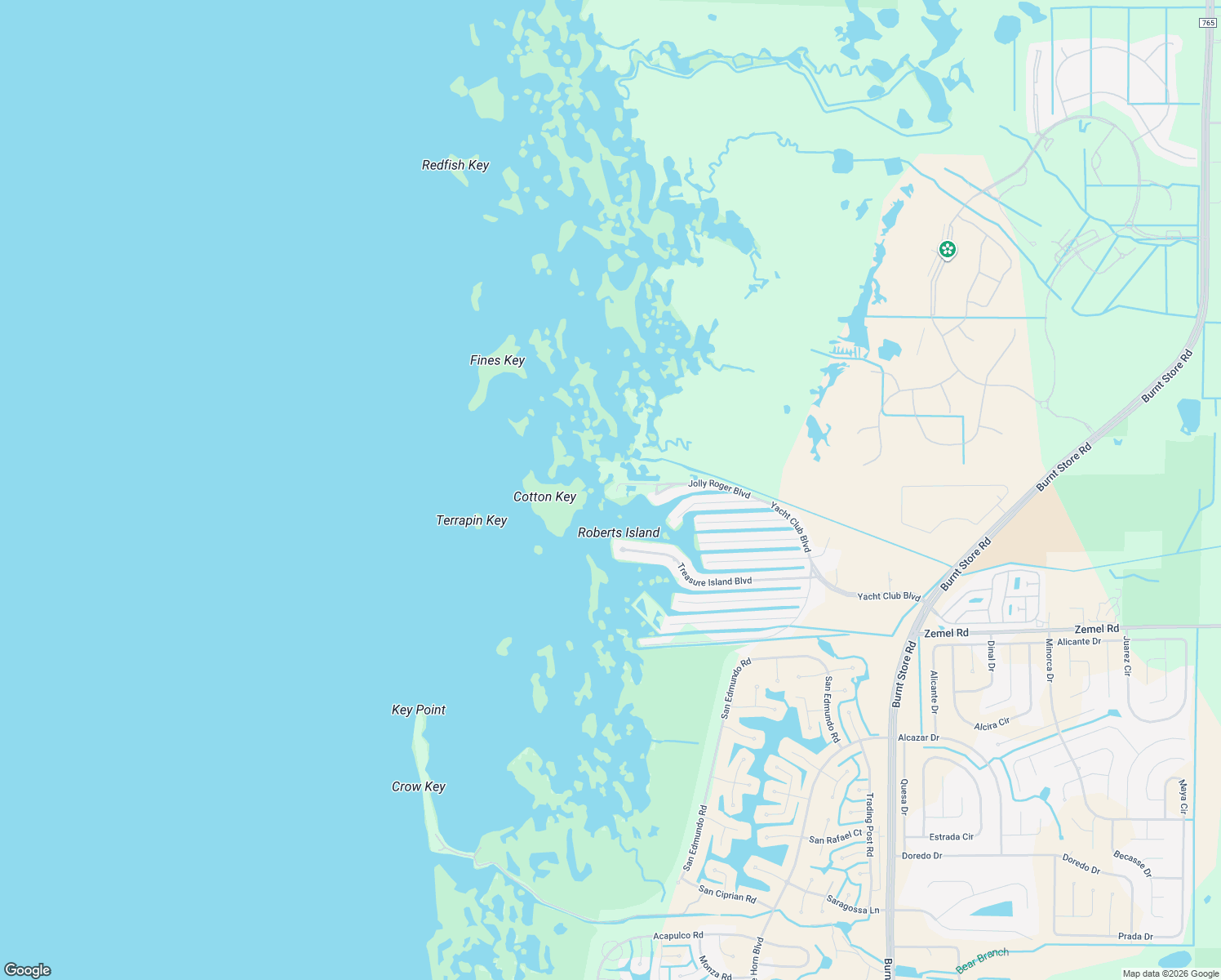 map of restaurants, bars, coffee shops, grocery stores, and more near 24047 Jolly Roger Boulevard in Punta Gorda